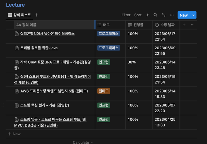 공부 정리 내역